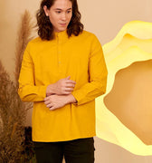 The Secret Garden Men Collar Kurta Mustard - Umbi