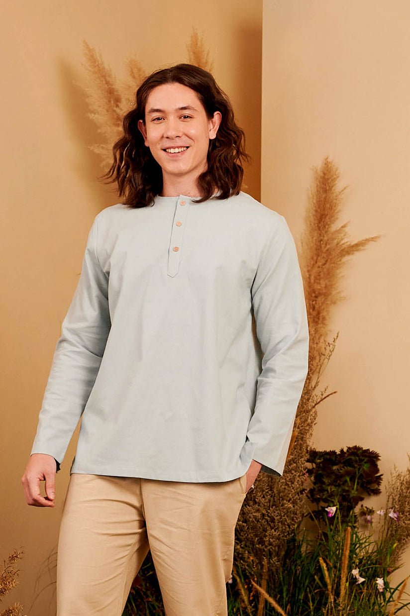 The Secret Garden Men Kurta Top Dusty Blue - Umbi