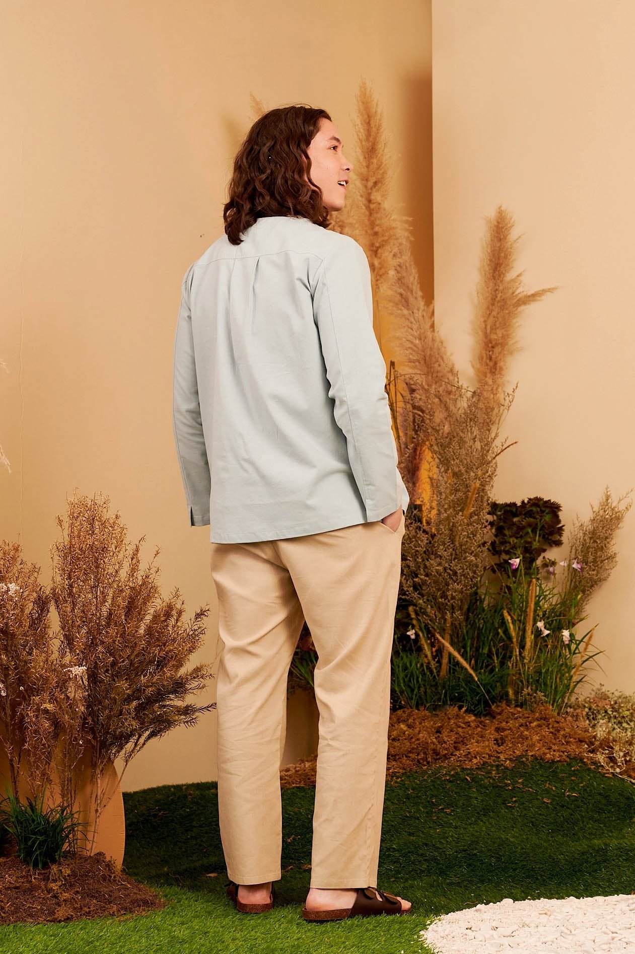 The Secret Garden Men Kurta Top Dusty Blue - Umbi