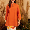 The Secret Garden Women Mandarin Collar Kurung Blouse Orange - Umbi