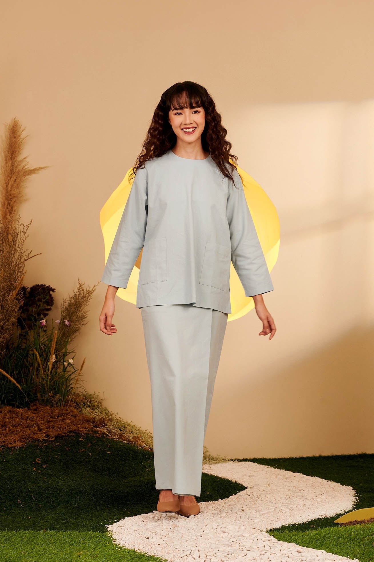 The Secret Garden Women Pair Pockets Boxy Blouse Dusty Blue - Umbi