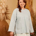The Secret Garden Women Pair Pockets Boxy Blouse Dusty Blue - Umbi