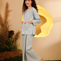 The Secret Garden Women Pair Pockets Boxy Blouse Dusty Blue - Umbi