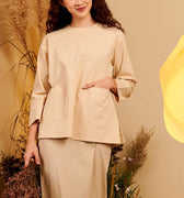 The Secret Garden Women Pair Pockets Boxy Blouse Sand - Umbi
