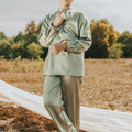 The Shawwal Collection Boy Baju Melayu Set Matcha Green Satin - Umbi