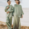 The Shawwal Collection Boy Baju Melayu Set Matcha Green Satin - Umbi