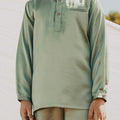 The Shawwal Collection Boy Baju Melayu Set Matcha Green Satin - Umbi