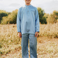 The Shawwal Collection Boy Baju Melayu Set Pigeon Blue Satin - Umbi