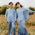 The Shawwal Collection Boy Baju Melayu Set Pigeon Blue Satin - Umbi