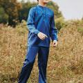 The Shawwal Collection Boy Baju Melayu Set Royal Blue Satin - Umbi