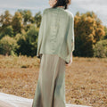 The Shawwal Collection Girl Kaftan Set Matcha Green Satin - Umbi