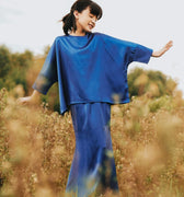 The Shawwal Collection Girl Kaftan Set Royal Blue Satin - Umbi