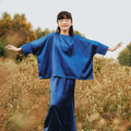 The Shawwal Collection Girl Kaftan Set Royal Blue Satin - Umbi