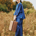The Shawwal Collection Girl Kaftan Set Royal Blue Satin - Umbi