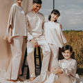 The Shawwal Collection Girl Kaftan Set Sand Satin - Umbi