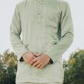 The Shawwal Collection Men Baju Melayu Set Matcha Green Satin - Umbi