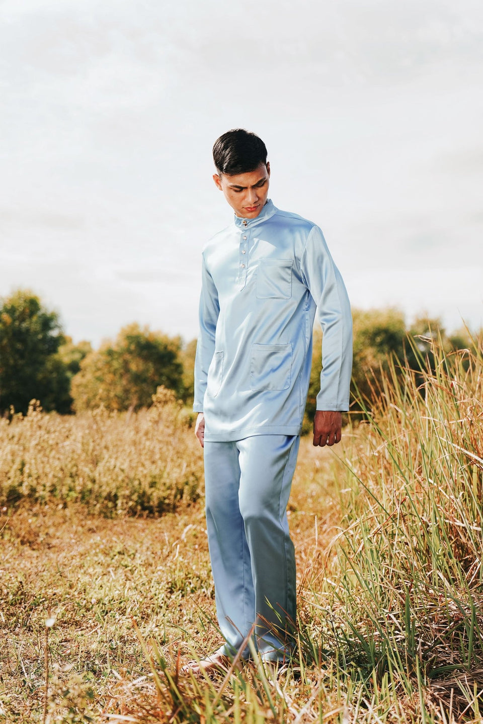 Baju Raya 2023 The Shawwal Collection Men Baju Melayu Set Pigeon Blue ...
