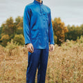 The Shawwal Collection Men Baju Melayu Set Royal Blue Satin - Umbi