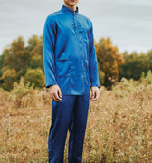 The Shawwal Collection Men Baju Melayu Set Royal Blue Satin - Umbi