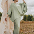 The Shawwal Collection Women Kaftan Blouse Matcha Green Satin - Umbi