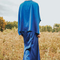 The Shawwal Collection Women Kaftan Blouse Royal Blue Satin - Umbi