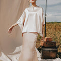The Shawwal Collection Women Kaftan Blouse Sand Satin - Umbi