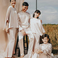 The Shawwal Collection Women Kaftan Blouse Sand Satin - Umbi