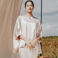 The Shawwal Collection Women Kaftan Blouse Sand Satin - Umbi