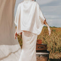 The Shawwal Collection Women Kaftan Blouse Sand Satin - Umbi