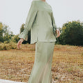 The Shawwal Collection Women Mermaid Skirt Matcha Green Satin - Umbi
