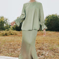 The Shawwal Collection Women Mermaid Skirt Matcha Green Satin - Umbi