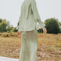 The Shawwal Collection Women Mermaid Skirt Matcha Green Satin - Umbi