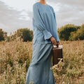 The Shawwal Collection Women Mermaid Skirt Pigeon Blue Satin - Umbi