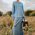 The Shawwal Collection Women Mermaid Skirt Pigeon Blue Satin - Umbi