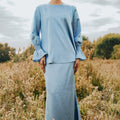 The Shawwal Collection Women Mermaid Skirt Pigeon Blue Satin - Umbi