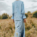 The Shawwal Collection Women Mermaid Skirt Pigeon Blue Satin - Umbi
