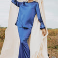The Shawwal Collection Women Mermaid Skirt Royal Blue Satin - Umbi