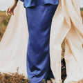 The Shawwal Collection Women Mermaid Skirt Royal Blue Satin - Umbi