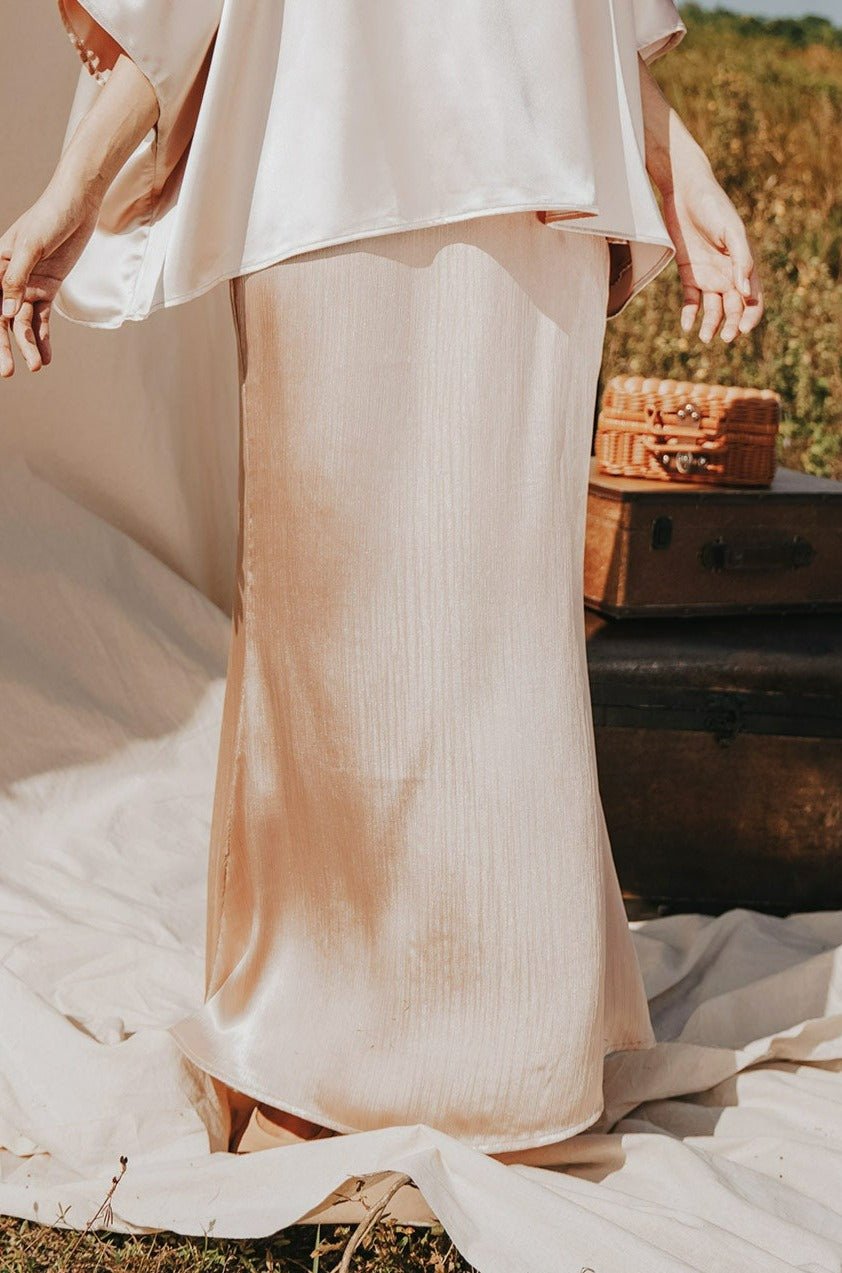 The Shawwal Collection Women Mermaid Skirt Sand Satin - Umbi