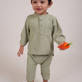 The Warisan Raya Baby Baju Melayu Set Sage Green - Umbi