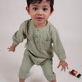 The Warisan Raya Baby Baju Melayu Set Sage Green - Umbi
