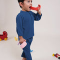 The Warisan Raya Baby Baju Melayu Set Steel Blue - Umbi