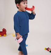 The Warisan Raya Baby Baju Melayu Set Steel Blue - Umbi