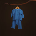 The Warisan Raya Baby Baju Melayu Set Steel Blue - Umbi