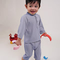 The Warisan Raya Baby Baju Melayu Set Stone Blue - Umbi