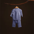 The Warisan Raya Baby Baju Melayu Set Stone Blue - Umbi