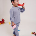 The Warisan Raya Baby Baju Melayu Set Stone Blue - Umbi