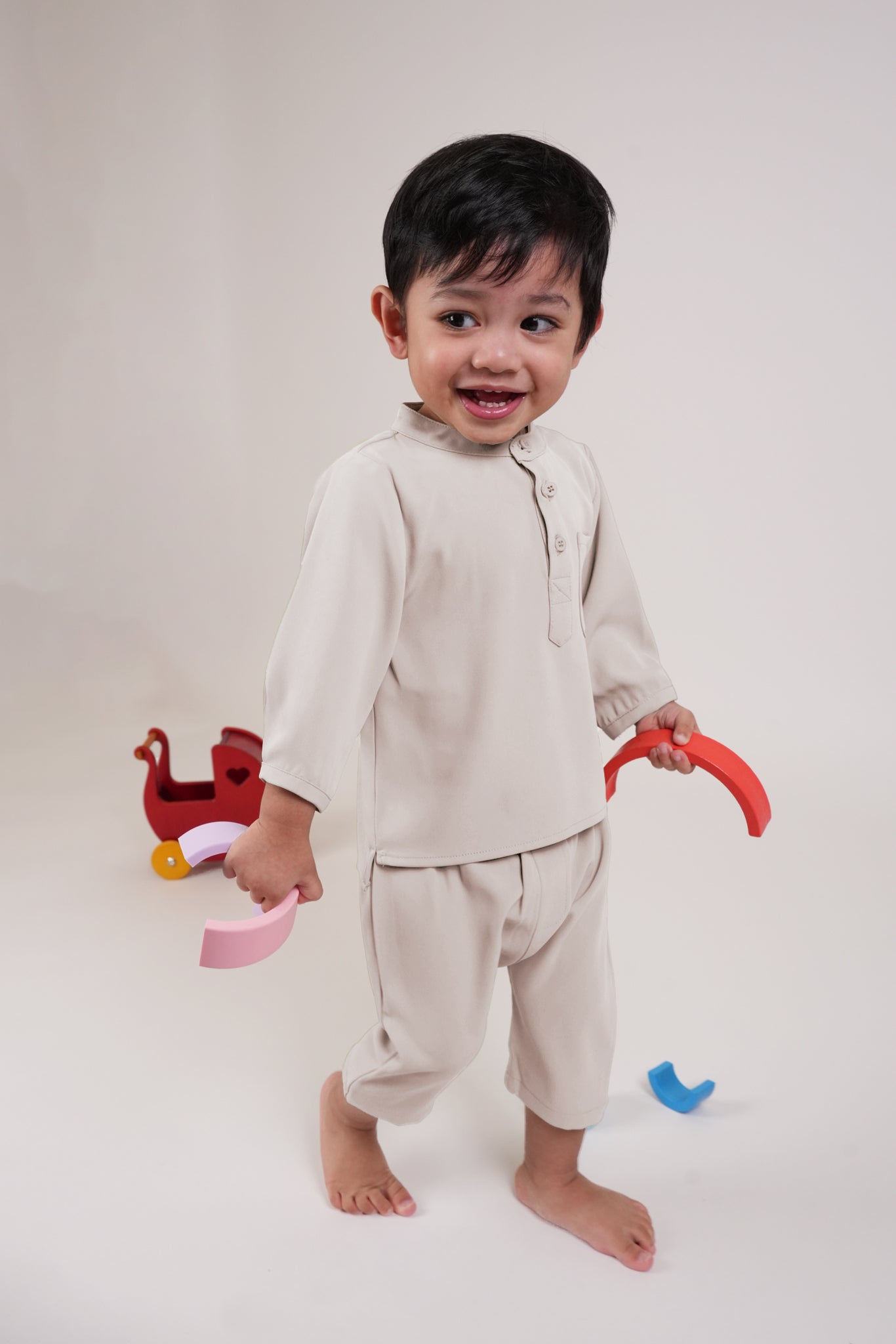 The Warisan Raya Baby Baju Melayu Set White