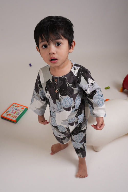 The Warisan Raya Baby Jumpsuit Bunga Raya Print