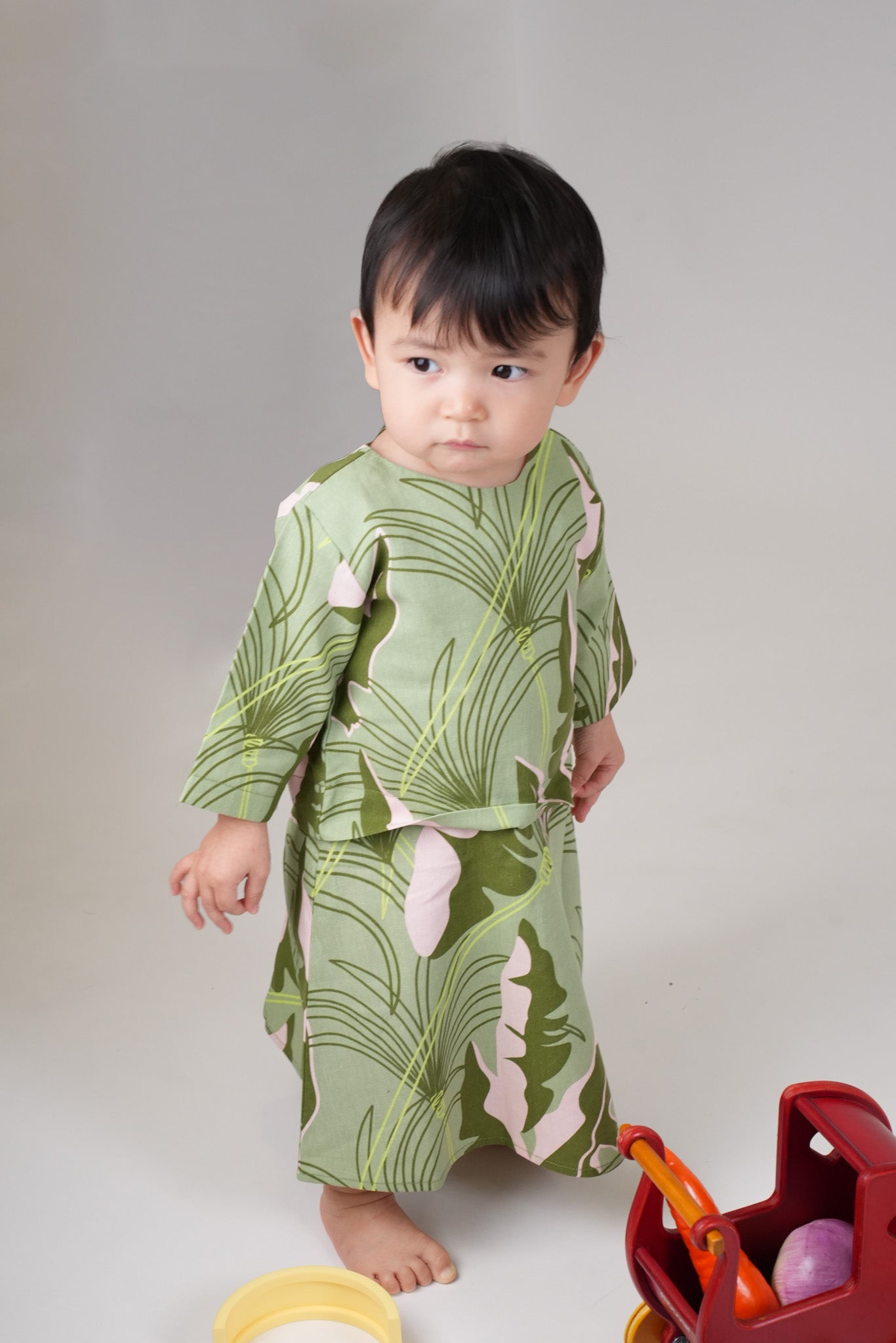 The Warisan Raya Baby Kurung Dress Estate Print - Umbi